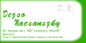 dezso macsanszky business card